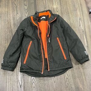 H&M Boys Windbreaker Jacket Full-Zip Lined Zipper Pockets Black Orange Size 7-8Y